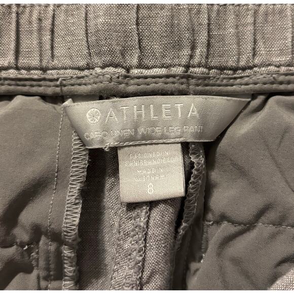 Athleta Women's 8 Cabo Linen Wide Leg Pant Pull On High Rise Relaxed Drawstring - Picture 5 of 13